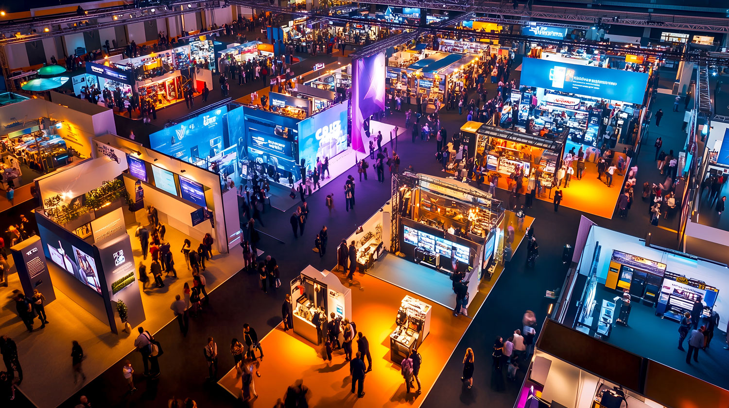 Vista dall'alto di stand fiera