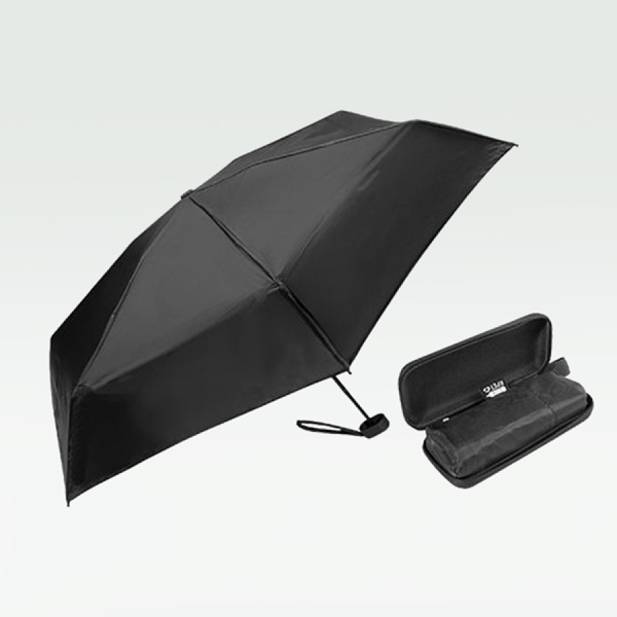 mini ombrello nero con relativa custodia nera