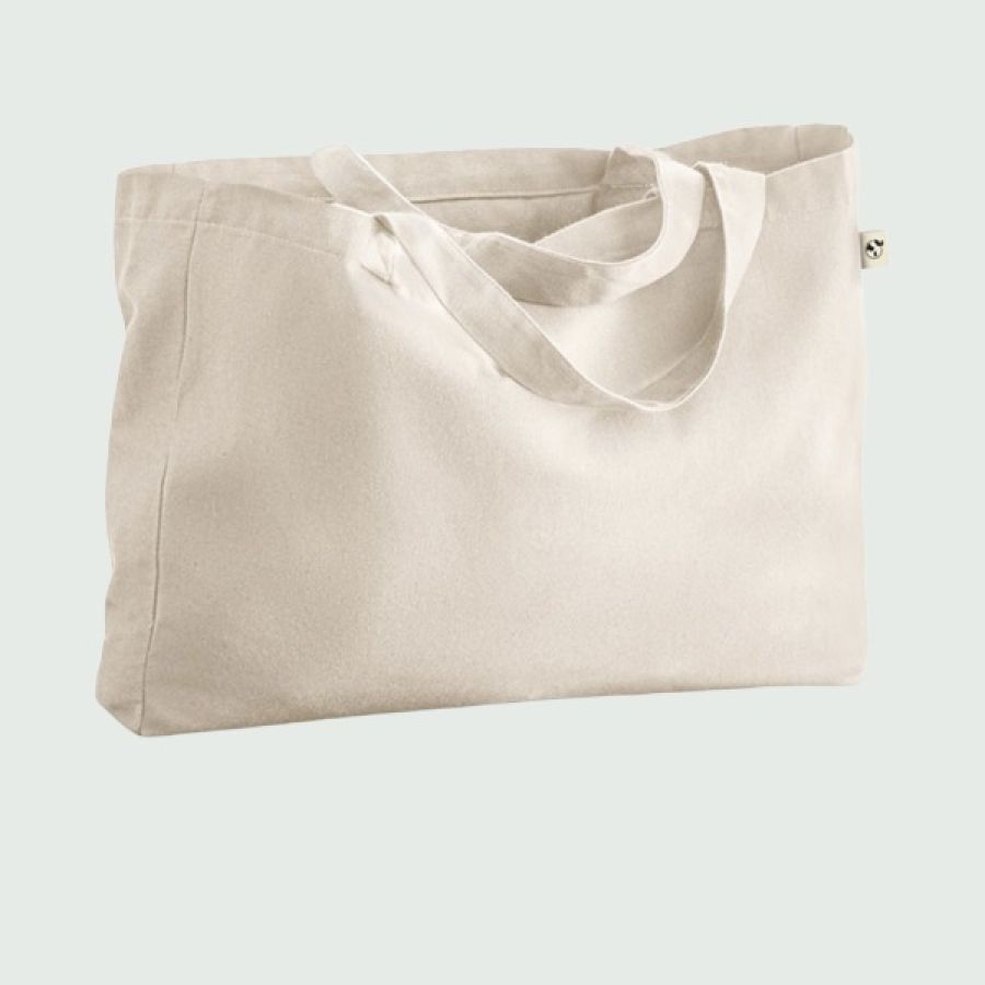 capiente borsa in cotone, cotone riciclato e rPET 