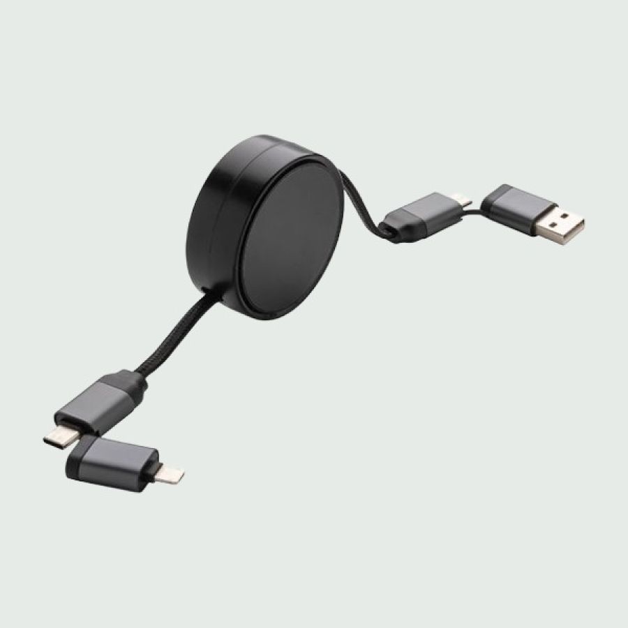 cavo per ricarica 6 in 1 gadget aziendale tecnologico con materiale riciclato